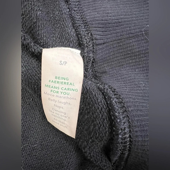 Aerie 
Lace up sweatshirt 
Black 
Size small 
Pit to pit 24”
Length 27” - Picture 7 of 8